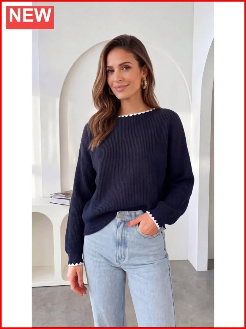 Women's Ribbed Knit Off Shoulder Oversized Sweater Casual Fall Pullover